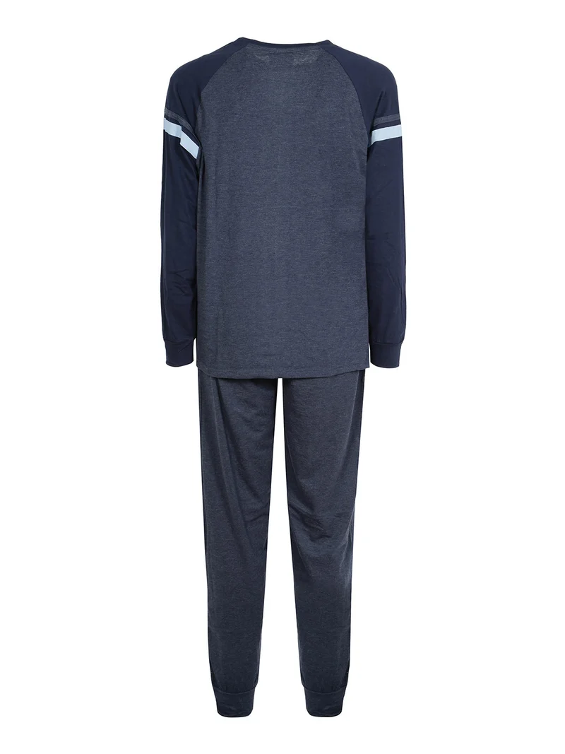 Pigiama lungo da uomo in misto cotone - jeans