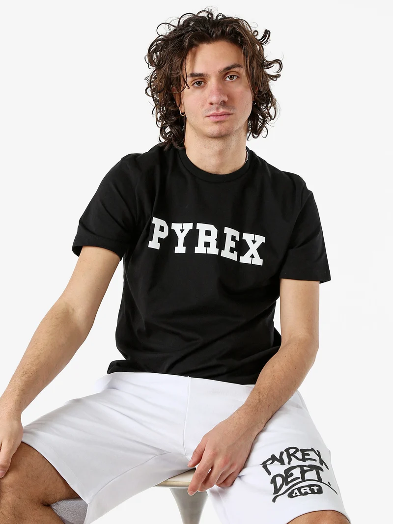 T-shirt da uomo in cotone con logo - nero