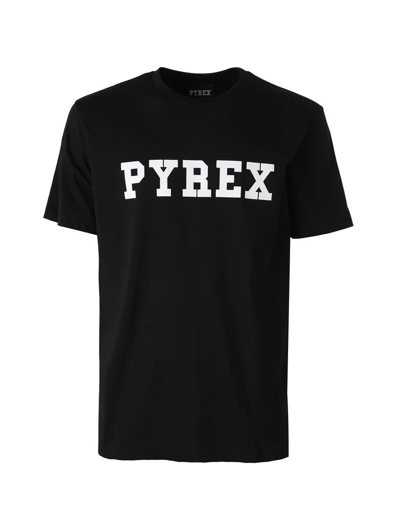 T-shirt da uomo in cotone con logo - nero