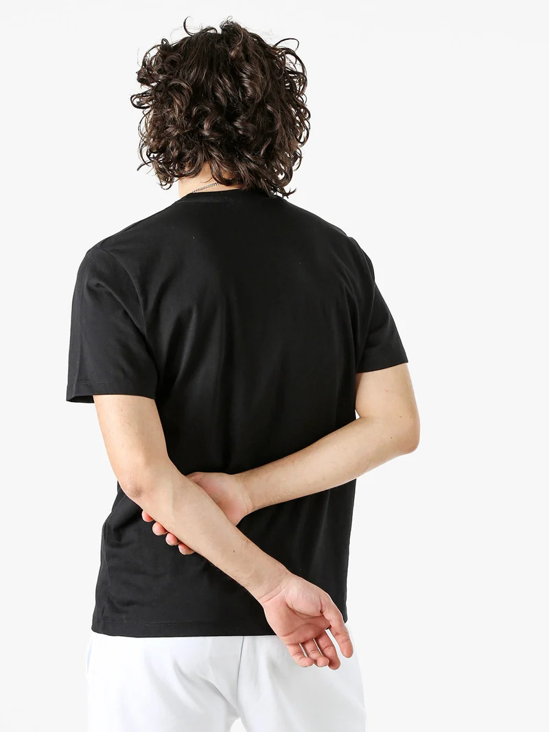 T-shirt da uomo in cotone con logo - nero
