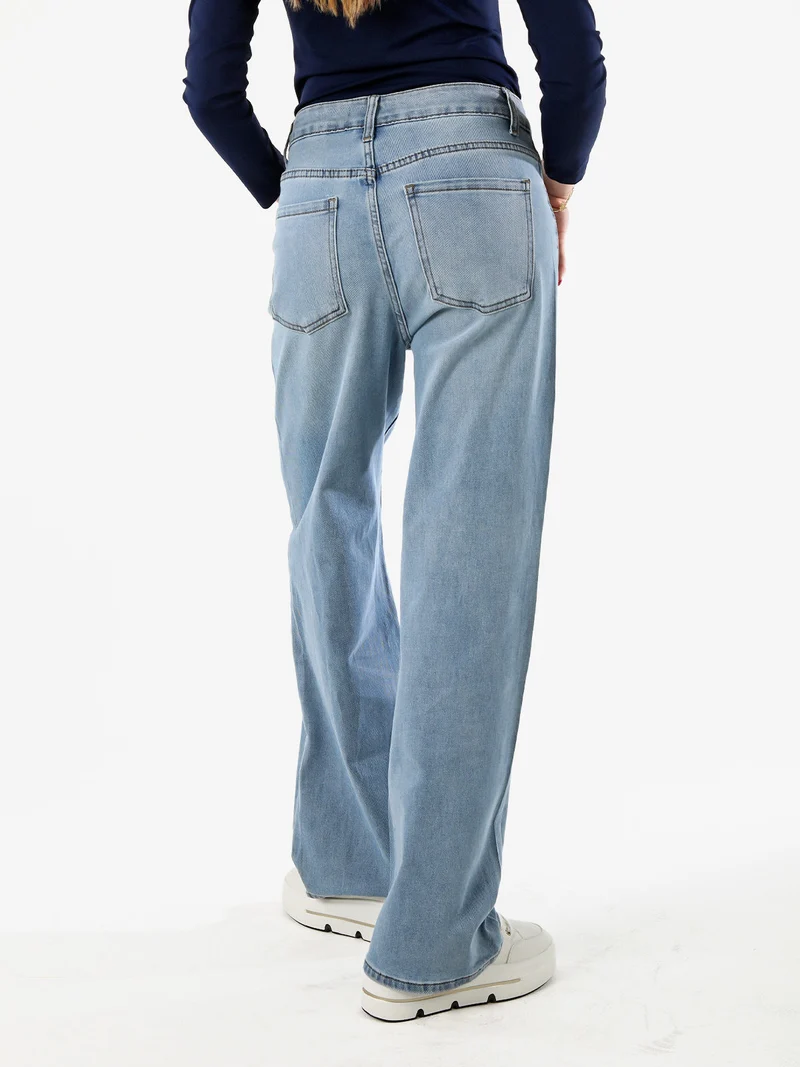 Jeans donna a gamba dritta con ricamo e strass - jeans