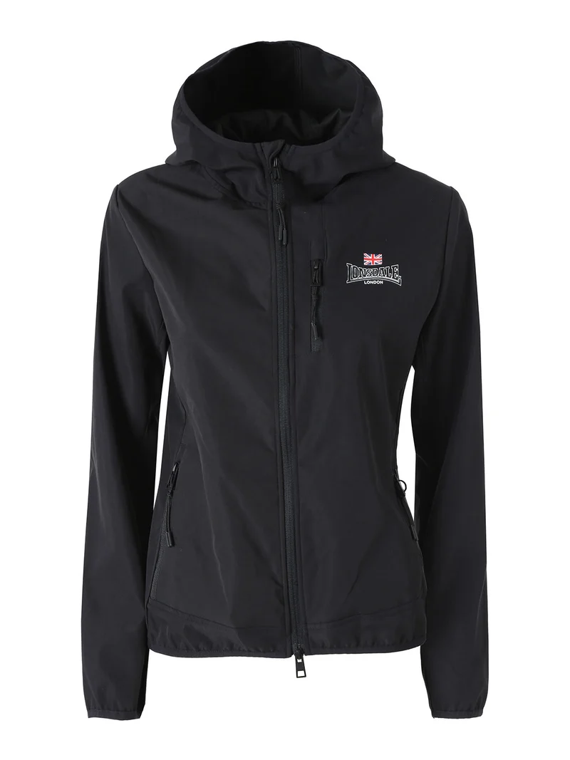 Giacca a vento da donna con cappuccio e zip - nero
