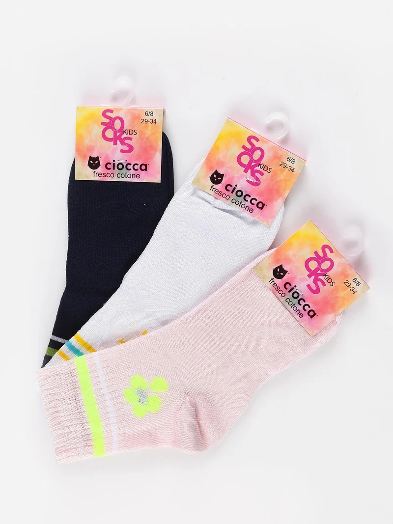 Calze corte da bambina in cotone - bianco