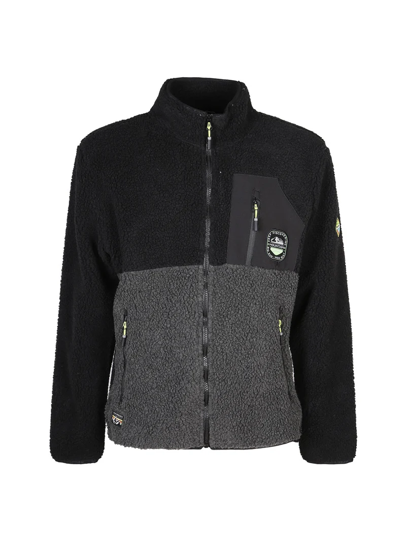 Giacca teddy sportiva da uomo con zip - nero