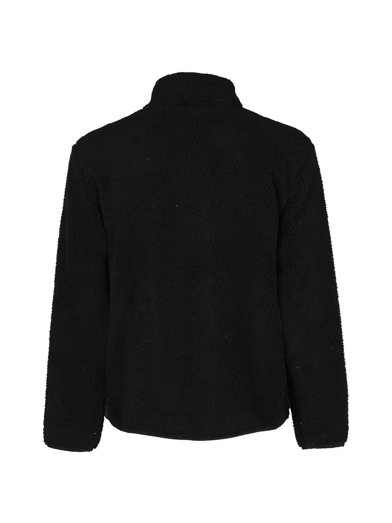 Giacca teddy sportiva da uomo con zip - nero