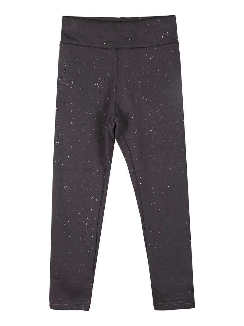 Leggings felpati da bambina con glitter - antracite