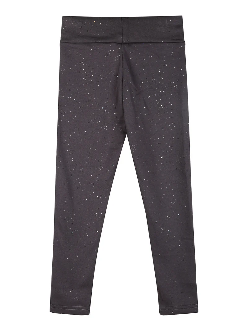 Leggings felpati da bambina con glitter - antracite