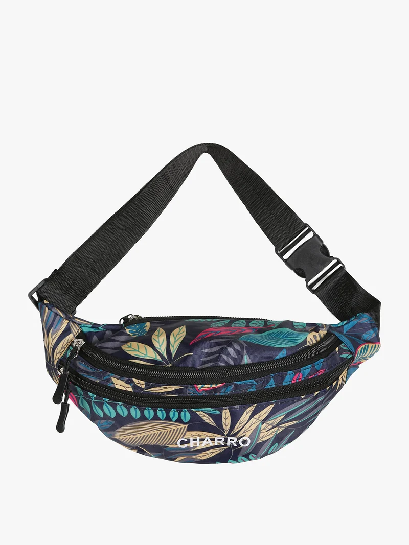 Marsupio floreale in nylon - blu