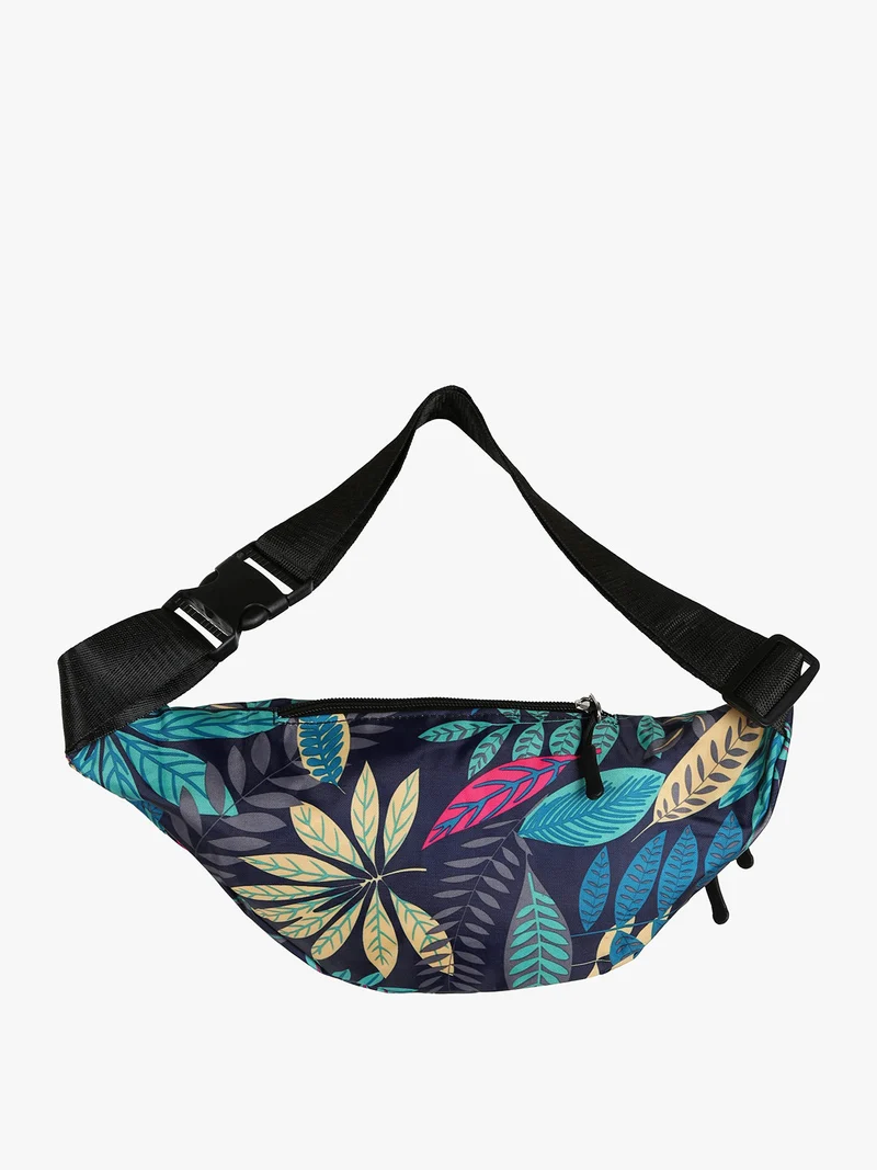 Marsupio floreale in nylon - blu
