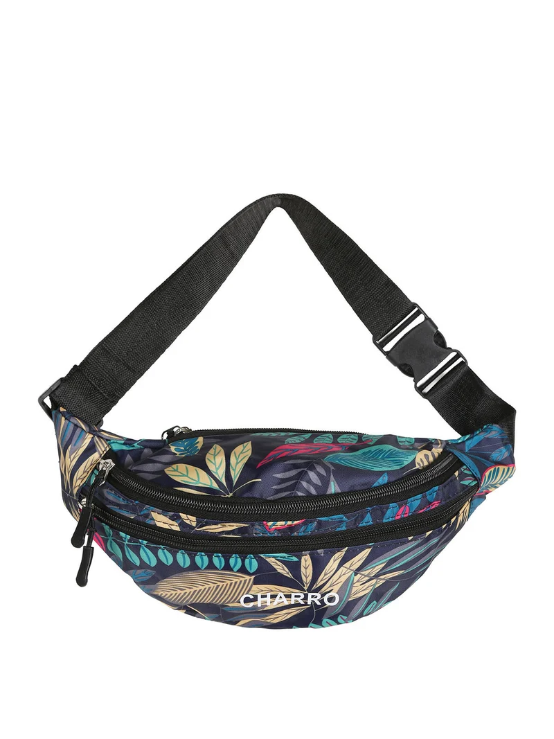 Marsupio floreale in nylon - blu