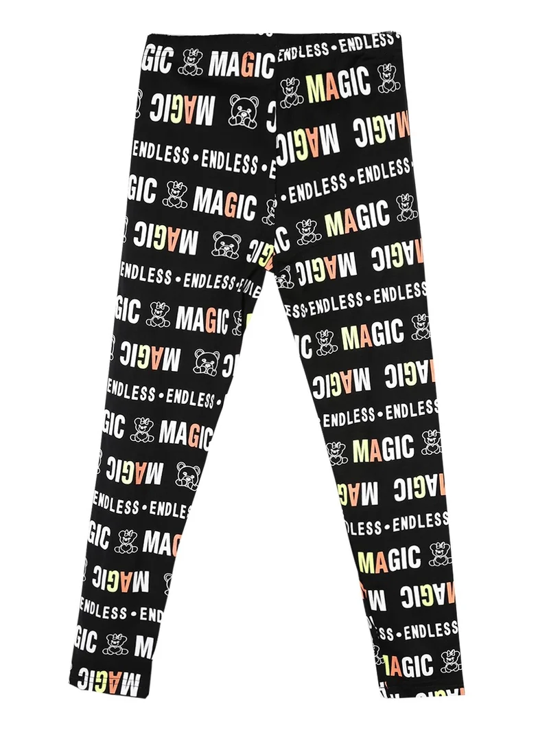 Leggings da bambina con stampa scritte - multicolore