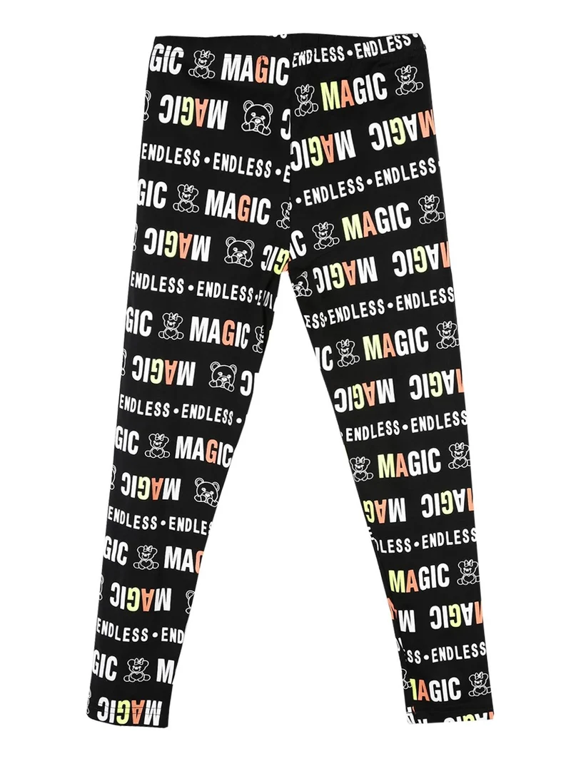 Leggings da bambina con stampa scritte - multicolore