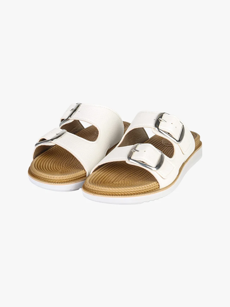 DUAL DENSITY Ciabatte donna con doppia fibbia - bianco