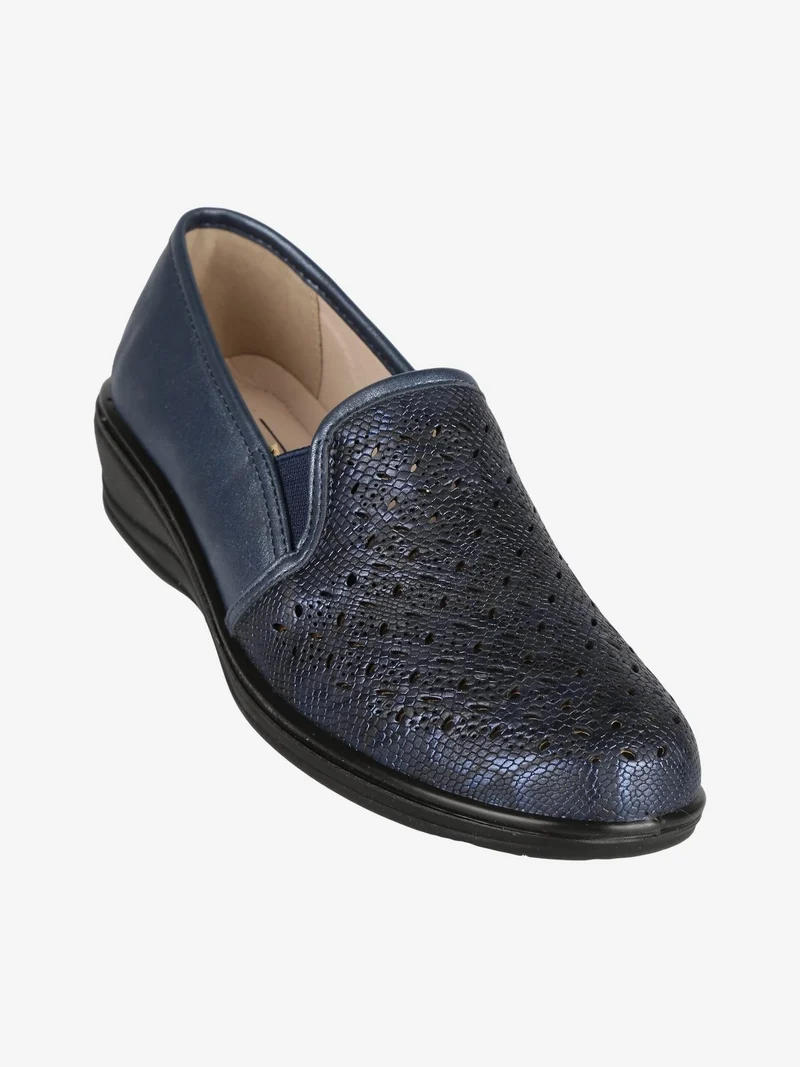 Mocassini donna con zeppa - blu
