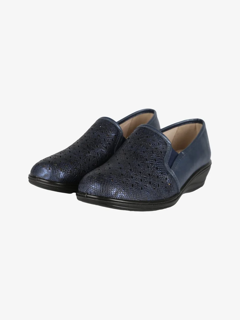 Mocassini donna con zeppa - blu