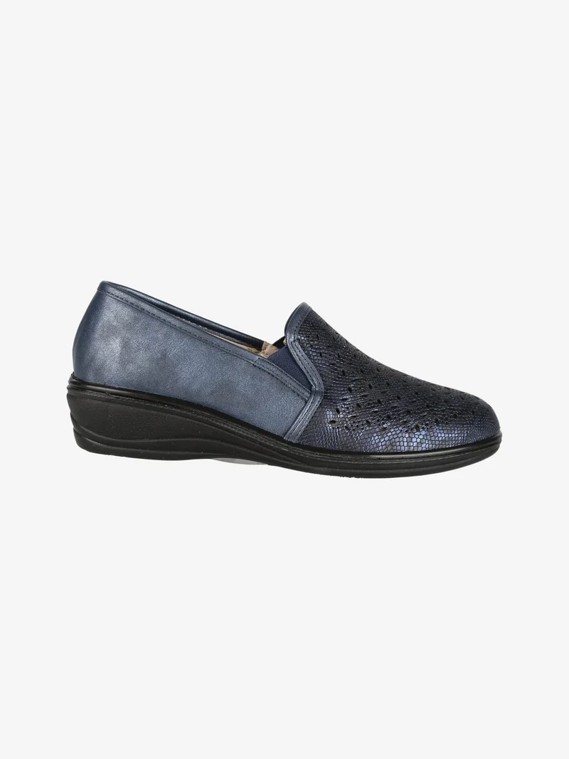 Mocassini donna con zeppa - blu