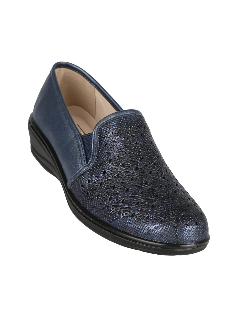 Mocassini donna con zeppa - blu
