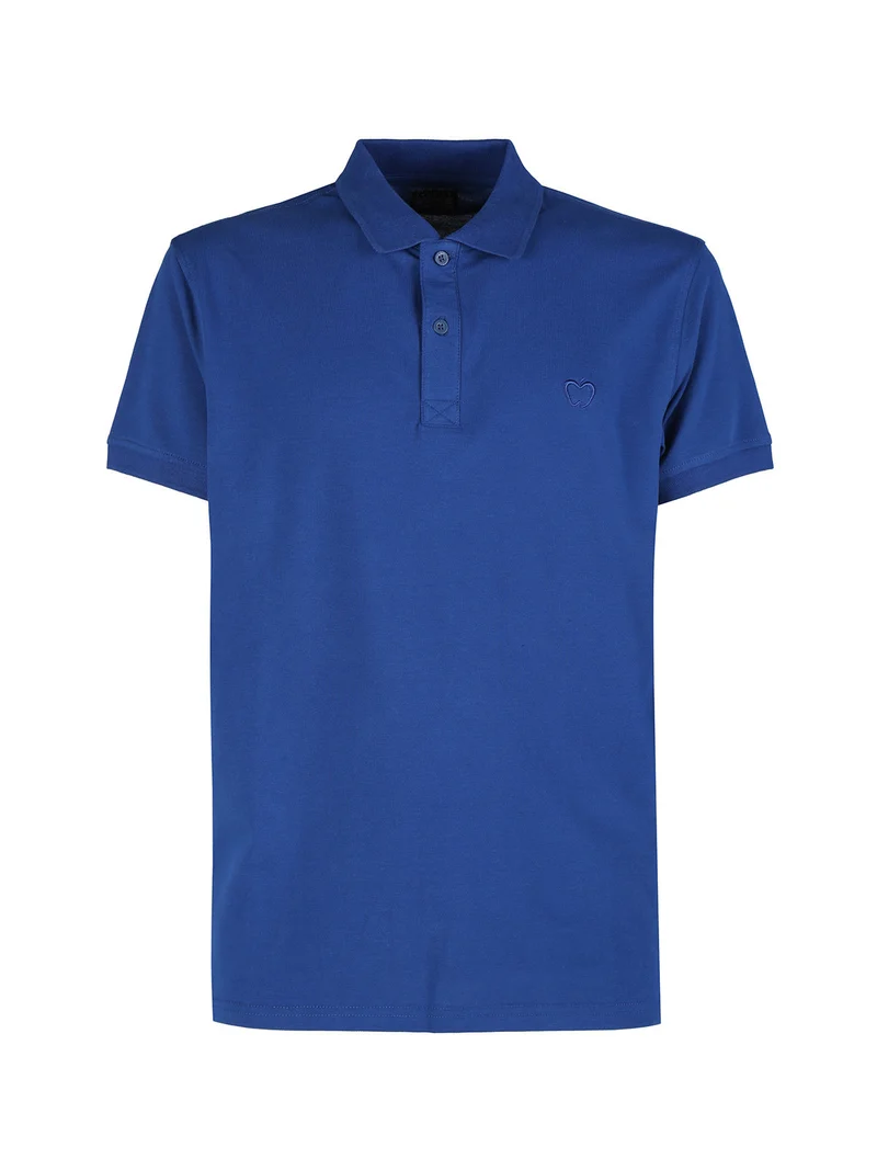 Polo da uomo a maniche corte in cotone - blu