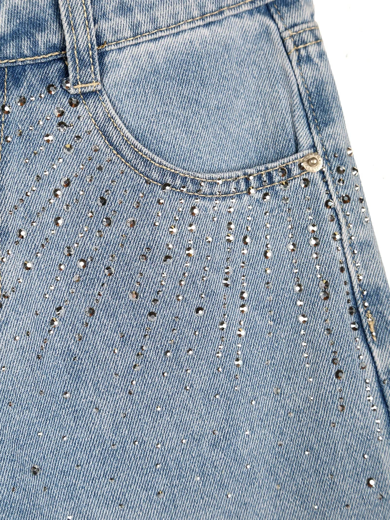 Jeans da bambina a gamba larga con strass - jeans