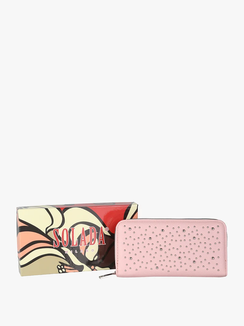 Portafoglio da donna con borchie - rosa