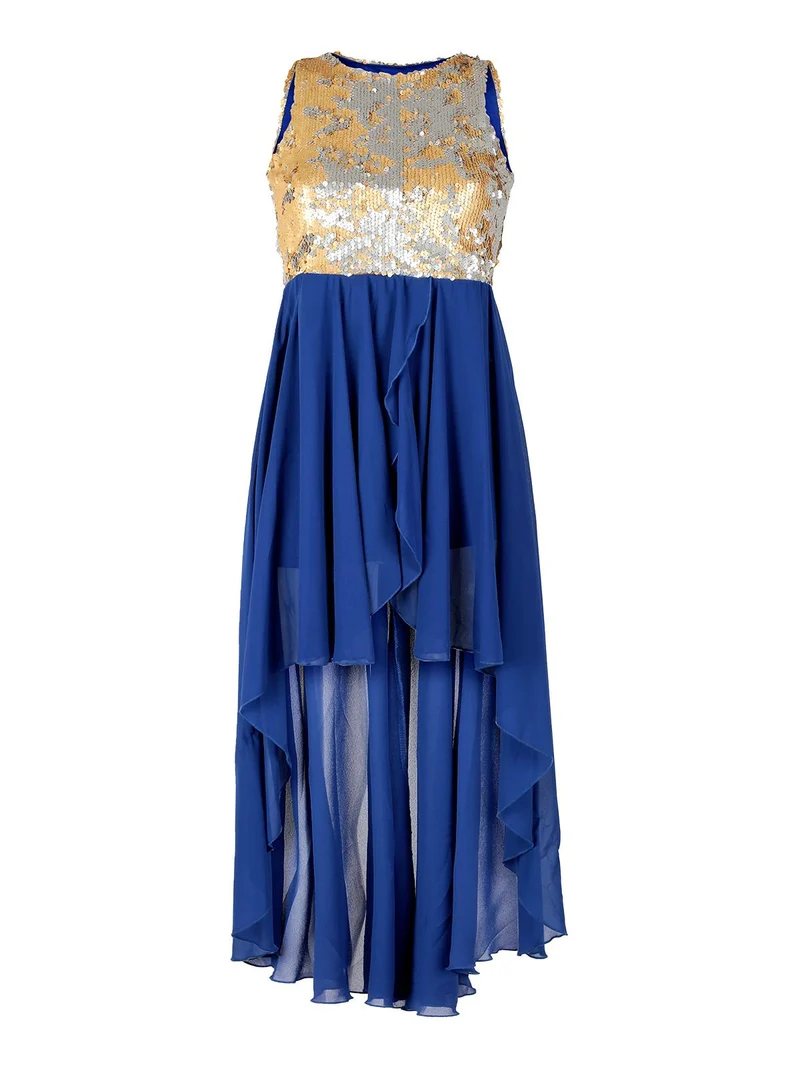 Vestito smanicato con paillettes - blu