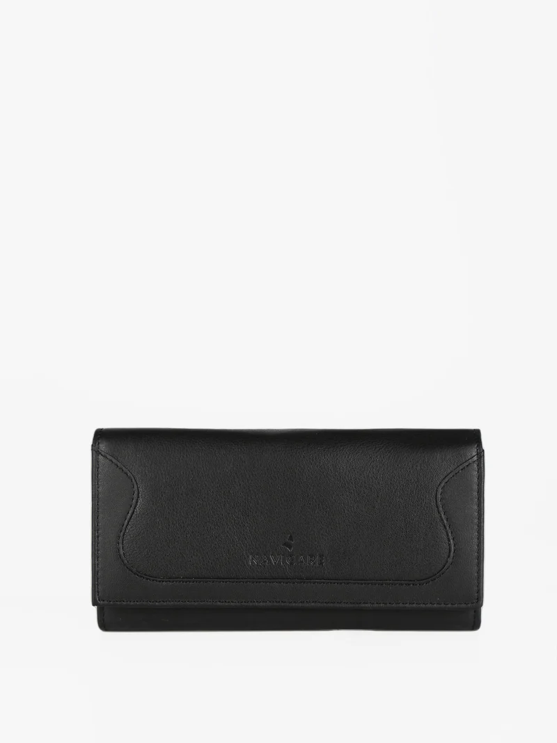Portafoglio in pelle rettangolare da donna - nero