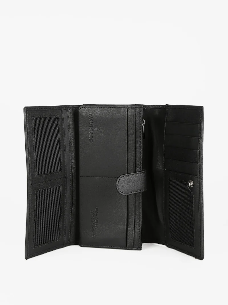 Portafoglio in pelle rettangolare da donna - nero