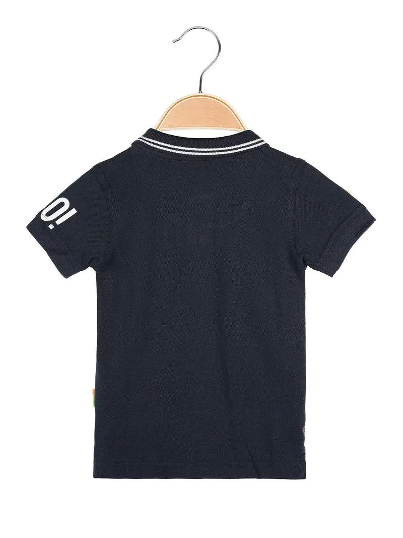 Polo da neonato a manica corta - blu scuro