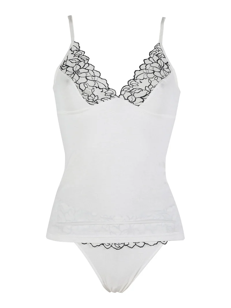 Coordinato intimo da donna in pizzo con top e brasilana - bianco