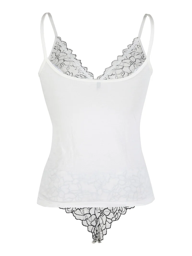 Coordinato intimo da donna in pizzo con top e brasilana - bianco