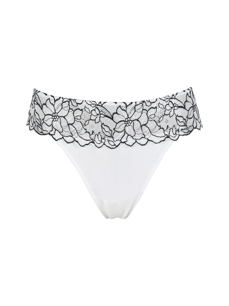 Coordinato intimo da donna in pizzo con top e brasilana - bianco