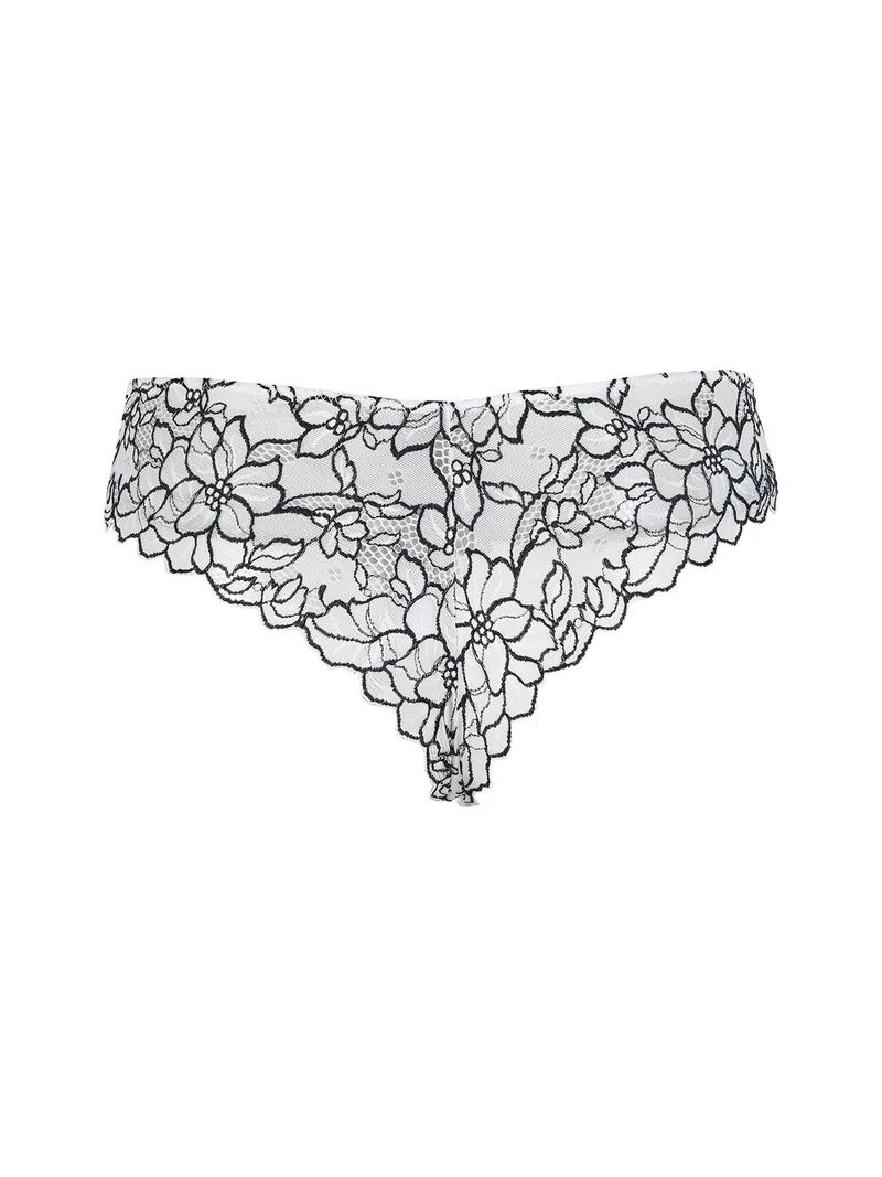 Coordinato intimo da donna in pizzo con top e brasilana - bianco
