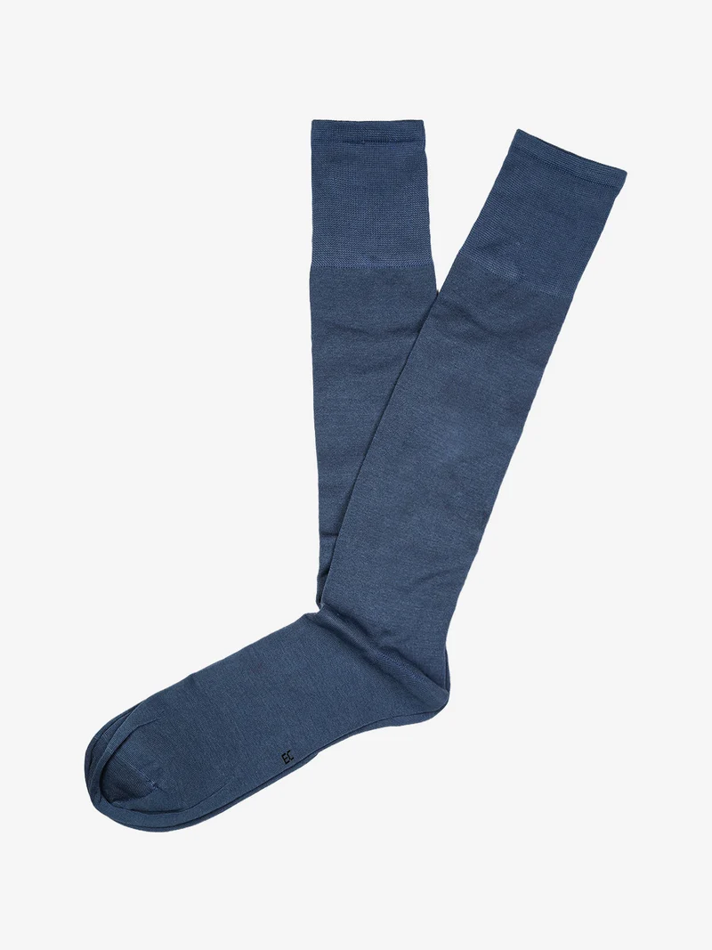 Calze lunghe da uomo in cotone mercerizzato - azzurro