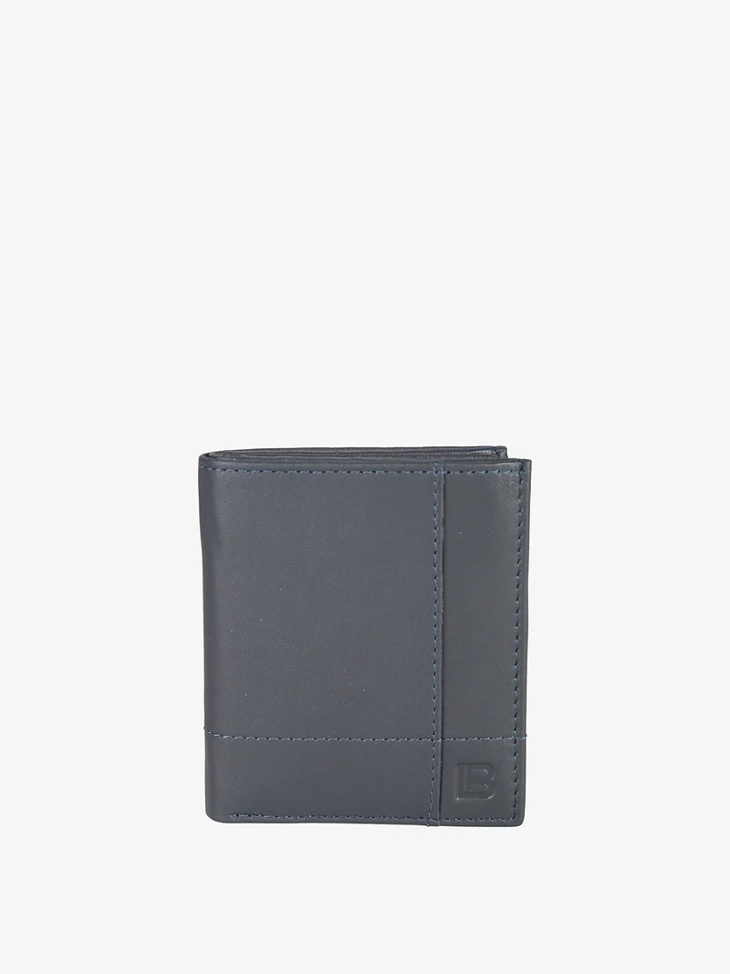 Mini portafoglio verticale in pelle da uomo - blu scuro