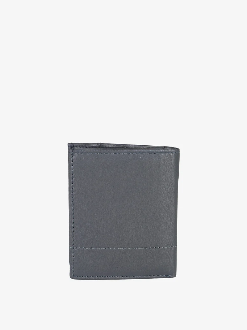 Mini portafoglio verticale in pelle da uomo - blu scuro