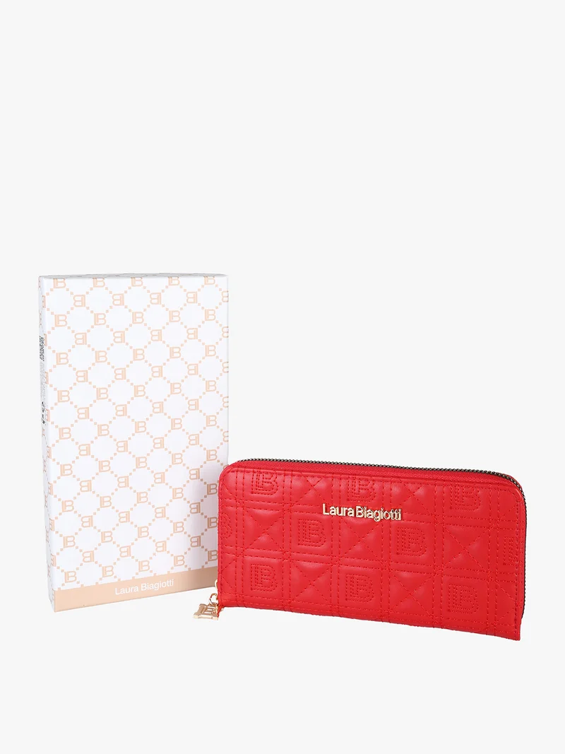 Portafoglio donna in ecopelle con zip - rosso
