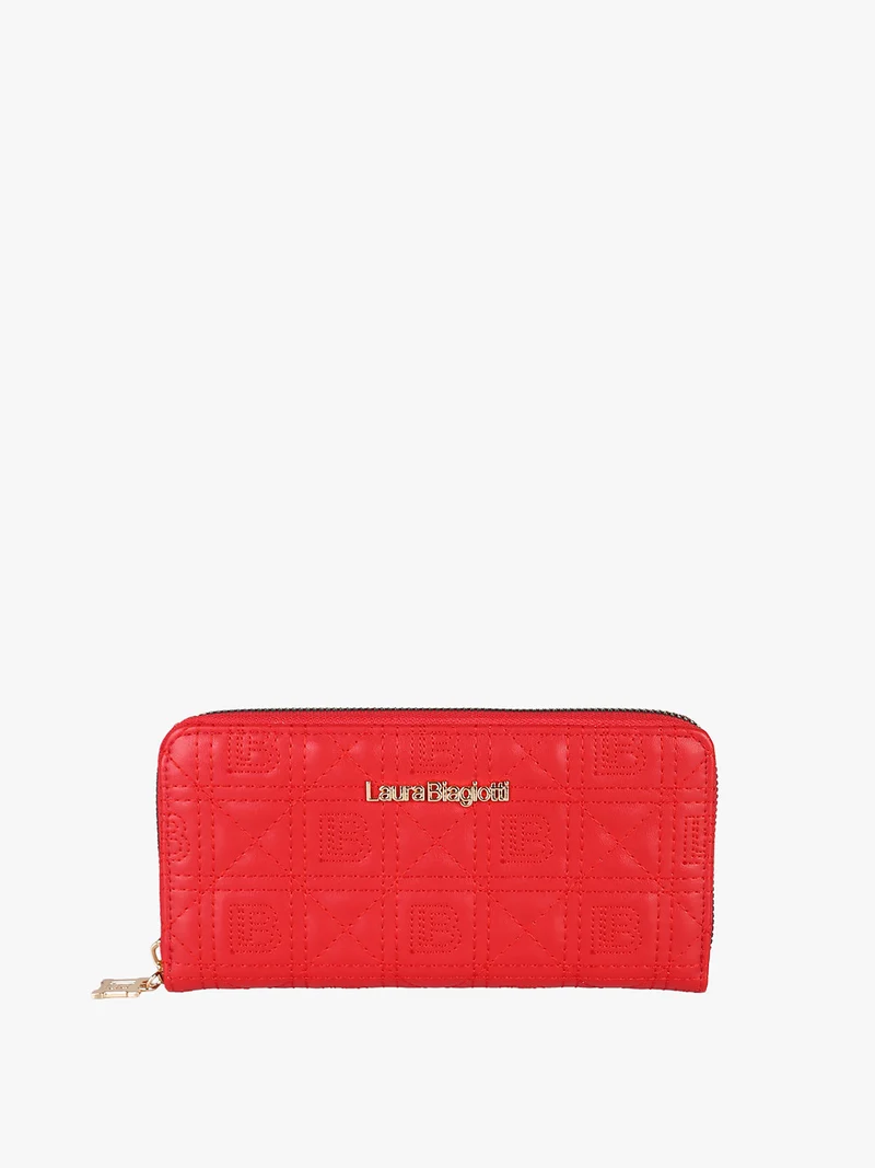 Portafoglio donna in ecopelle con zip - rosso