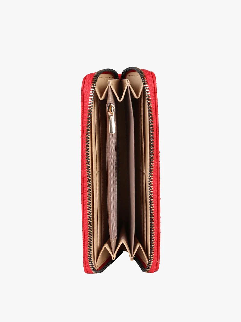 Portafoglio donna in ecopelle con zip - rosso