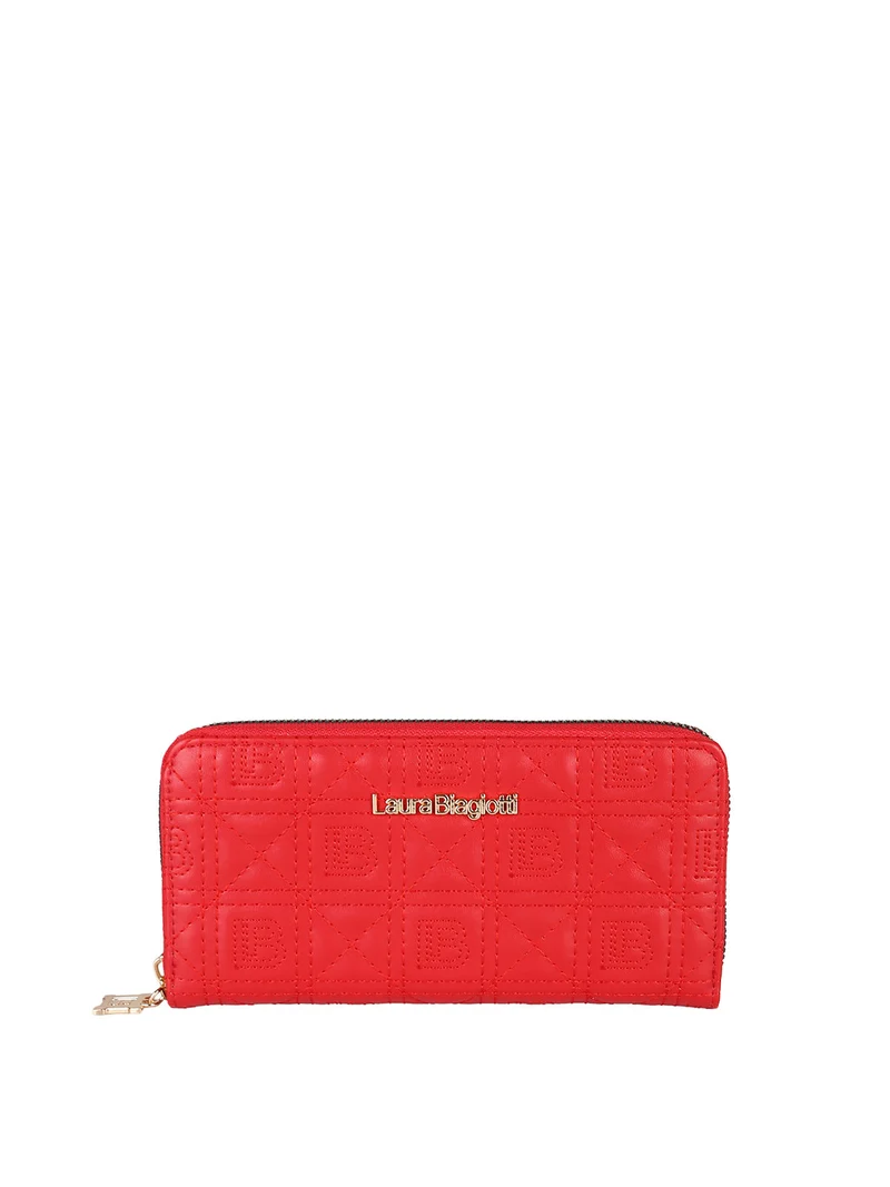 Portafoglio donna in ecopelle con zip - rosso