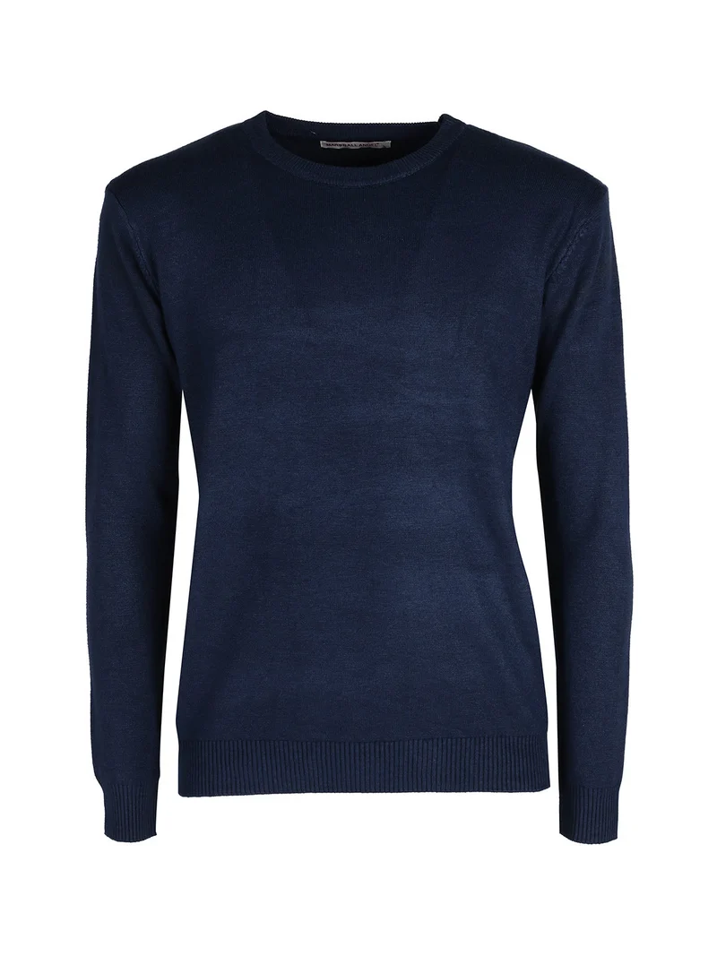 Pullover girocollo da uomo misto lana - blu scuro