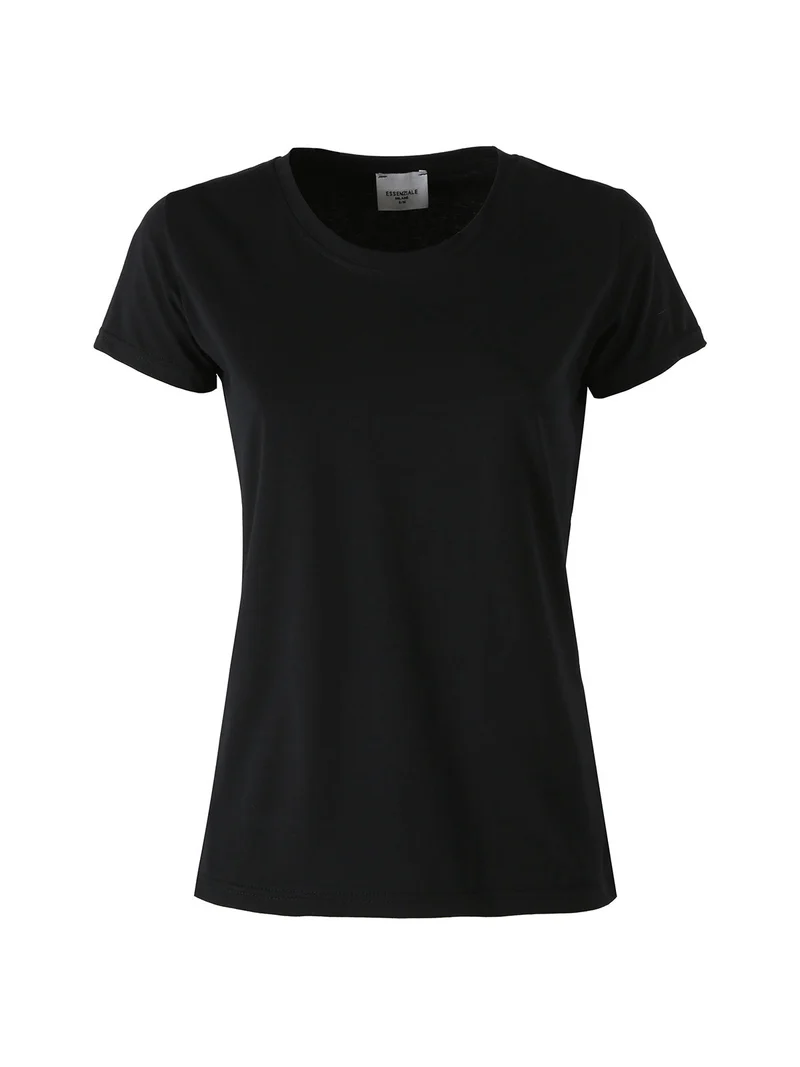 T-shirt girocollo da donna in cotone - nero