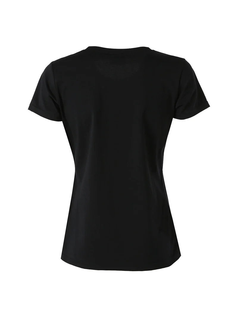 T-shirt girocollo da donna in cotone - nero