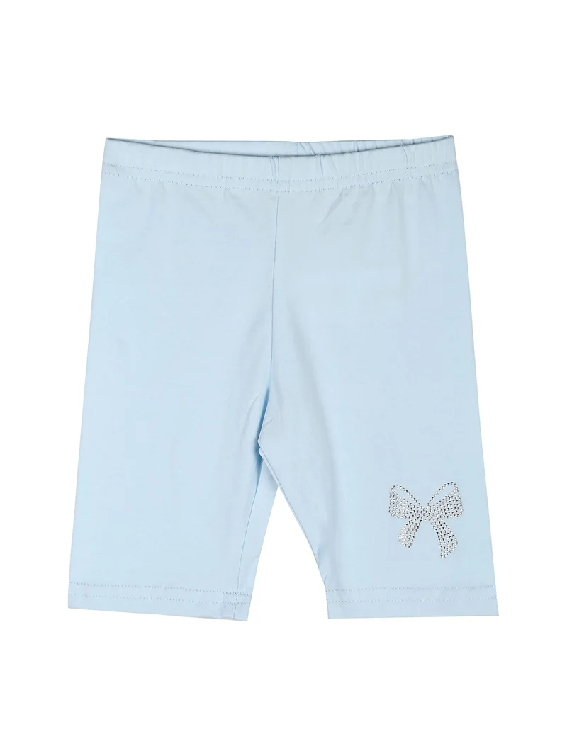 Completo corto da neonata con t-shirt e leggings corti - azzurro