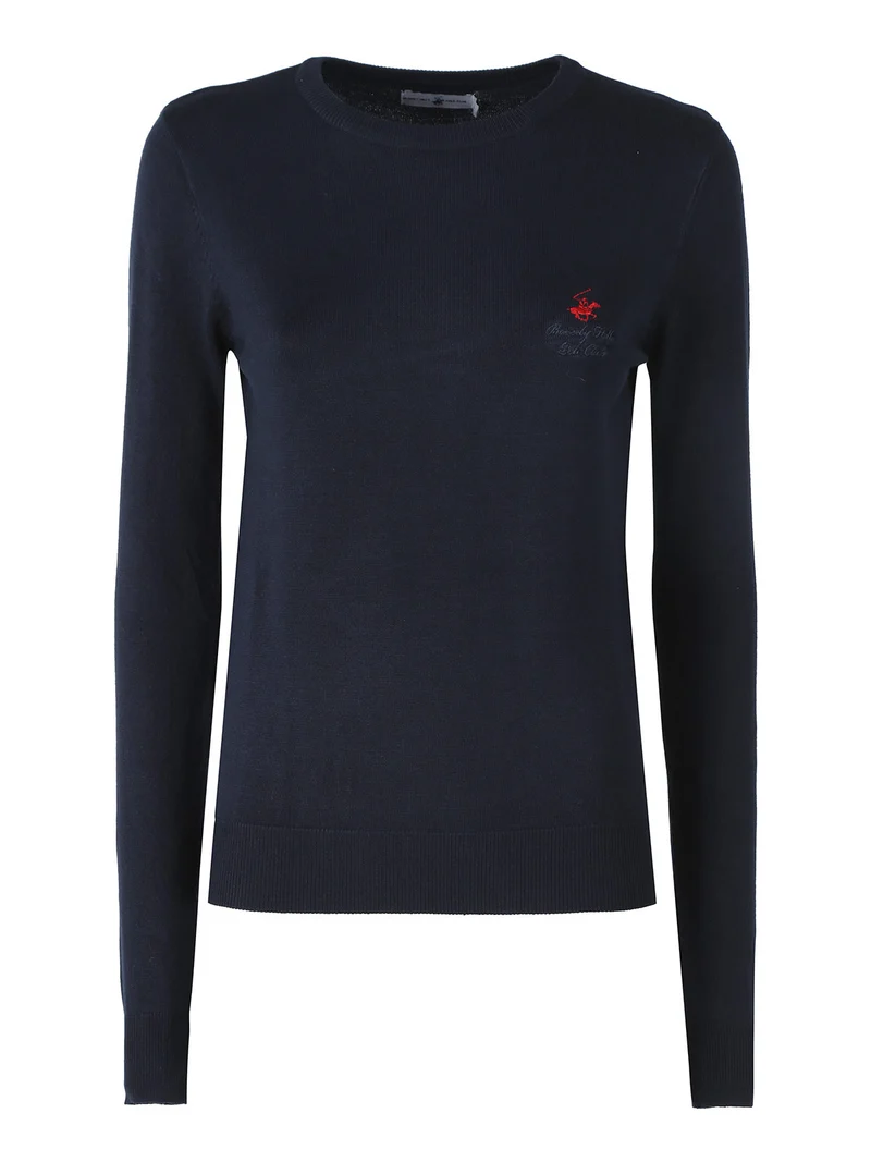 Maglione girocollo da donna - blu scuro