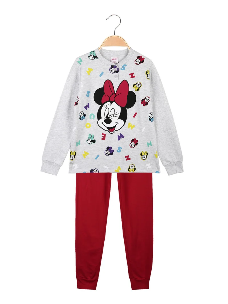 Minnie pigiama bimba in cotone felpato - grigio chiaro