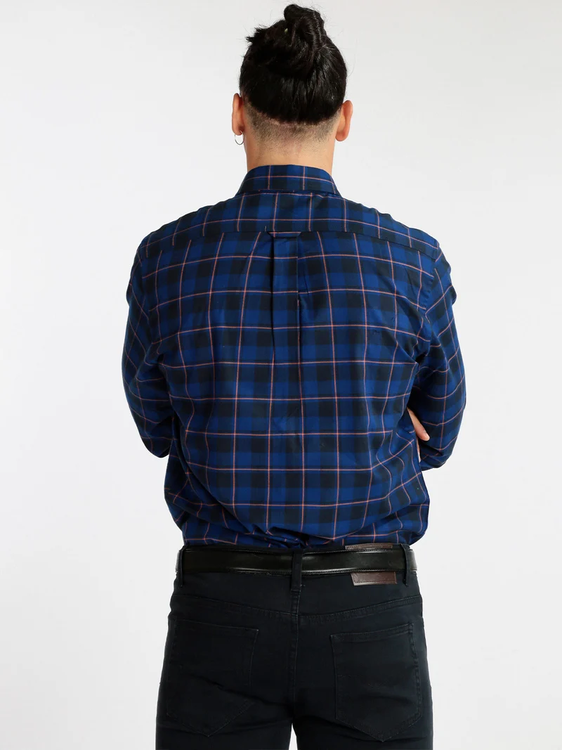 Camicia da uomo regular fit a quadri - blu