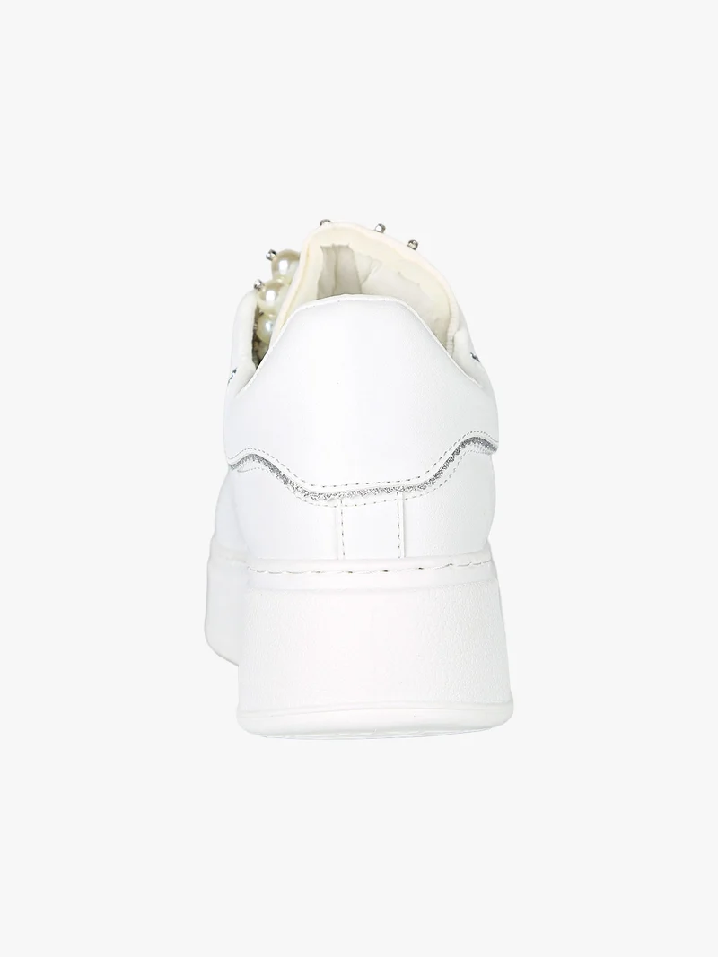 Sneakers gioiello da donna con platform - bianco