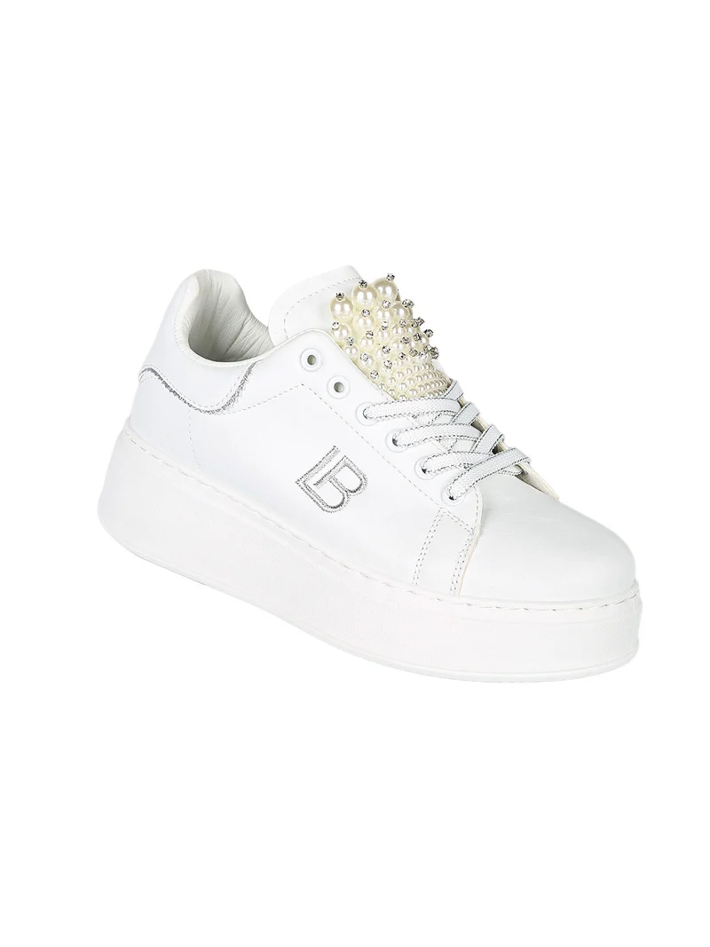 Sneakers gioiello da donna con platform - bianco