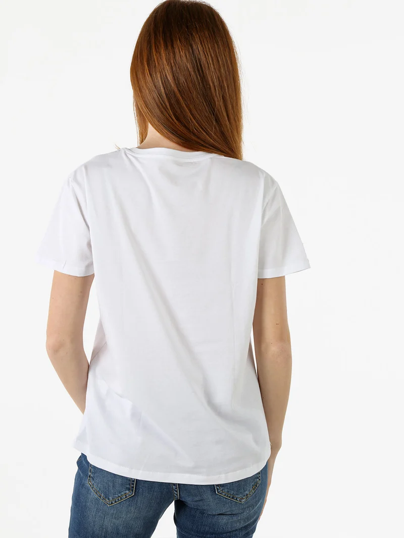 T-shirt donna in cotone con stampa orsacchiotti e strass - marrone