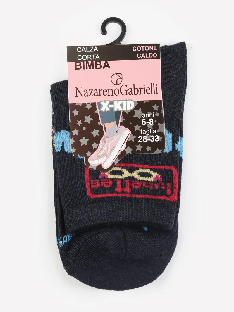 Calze corte da bambina in caldo cotone - blu scuro